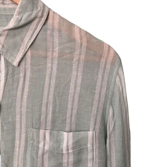 Rails Juniper Stripe Charli Front Button Sheer Shirt in Size Medium - Picture 7 of 11